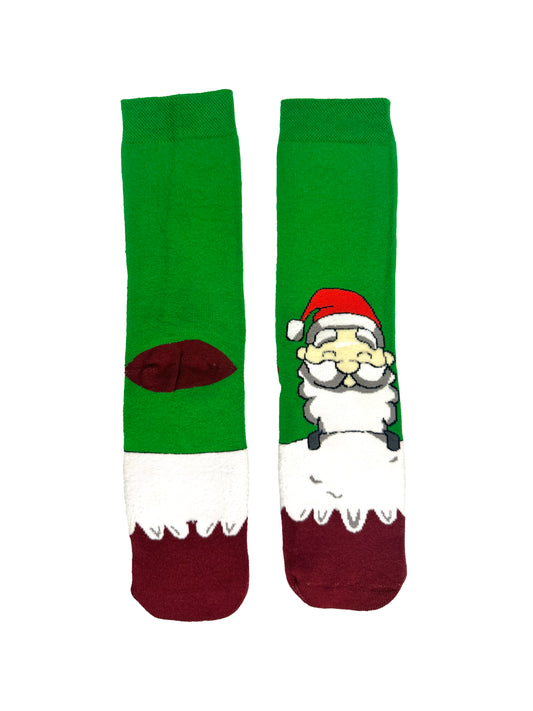 Green Santa Christmas Socks