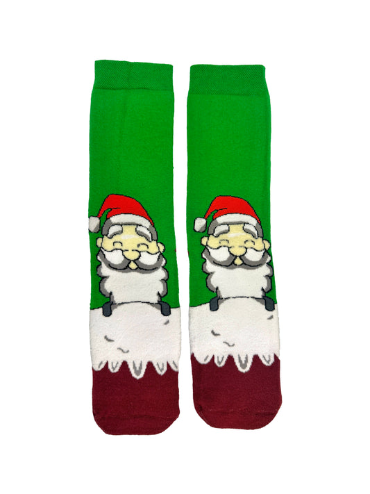 Green Santa Christmas Socks