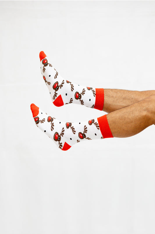 Red Nosed Christmas Socks